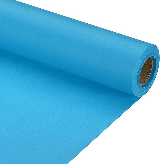 PATIKIL Wrapping Paper, 15" x 394"(33') 70 GSM Craft Paper Roll Kraft Packing Paper for Poster Bulletin Board, Gift Wrapping, Light Blue