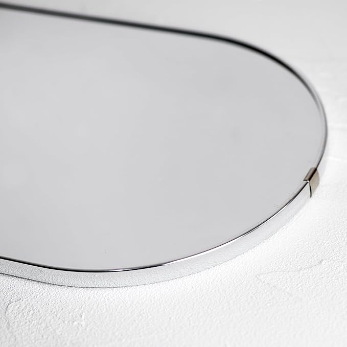 Oval Mirror, Oval Wall Mirror with Lanyard, High Definition Bathroom Mirror for Bathroom, Hallway, Living Room (Sliver, 9.2x15.9inch)