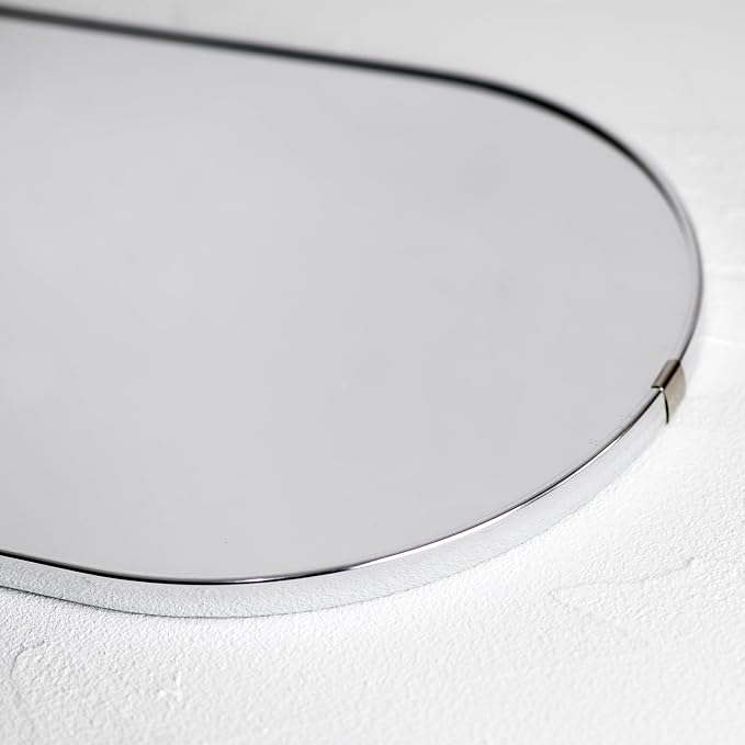 Oval Mirror with Lanyard, High Definition Bathroom Mirror for Bathroom, Hallway, Living Room (Sliver, 11.61x18.9inch)