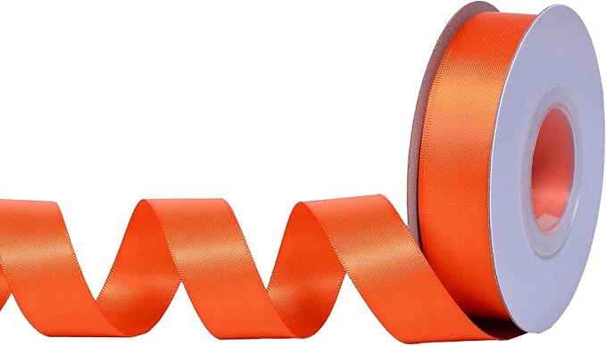 YAMA Orange Double Faced Satin Ribbon 7/8 Inch 25 Yards Orange Fabric Ribbon for Gift Wrapping Crafts Hair Bows Wedding Party Decoration