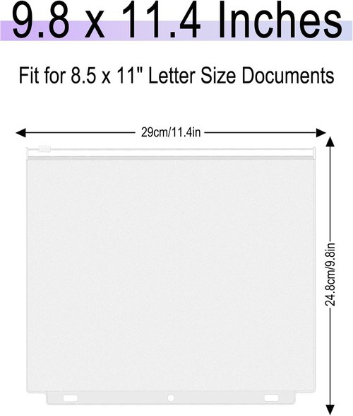 Antner 8-Pack Clear Binder Pockets - Waterproof PVC Document Organizers for 3-Ring Binders