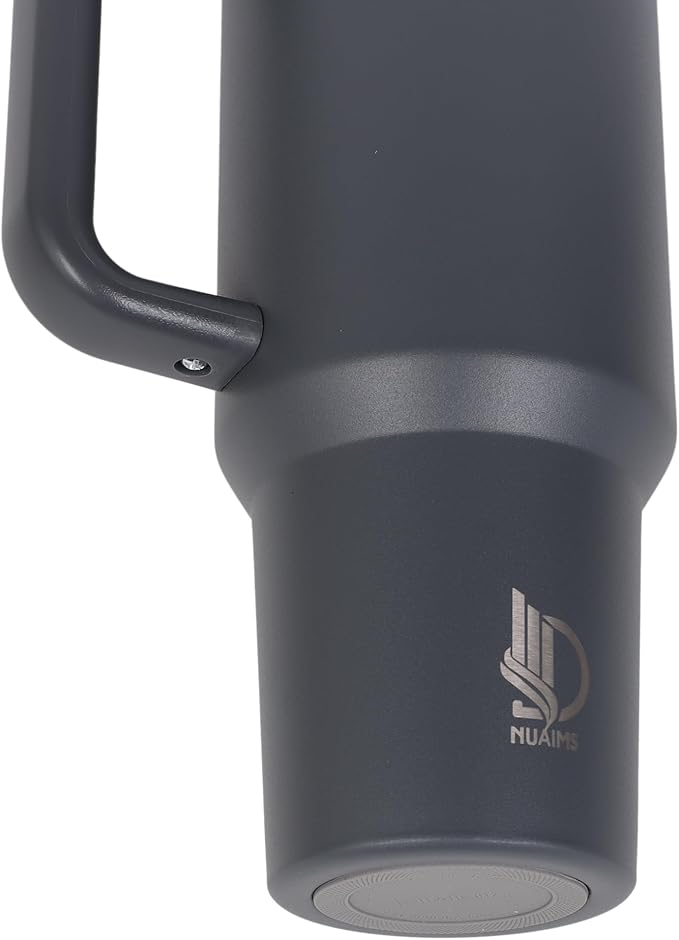 40oz Insulated Tumbler with Handle, Leakproof Straw Lid & Carry Handle - Double Wall Vacuum Insulation Keeps Ice 24 Hours, BPA Free Stainless Steel Water Bottle (Charcoal)
