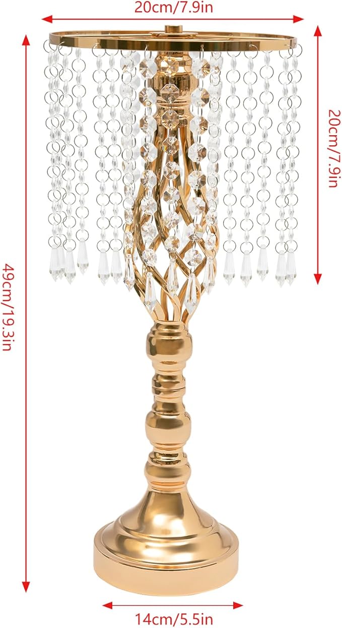 Vase | Bud Vases |10PCS Gold Crystal Flower Stands | Elegant Centerpiece for Weddings & Events | for Wedding Table Centerpieces, Aisle Guides, Party Decorations (Gold)