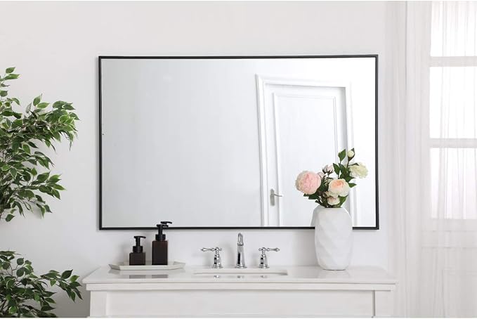Elegant Decor Eternity 48" x 30" Contemporary Metal Frame Mirror in Black