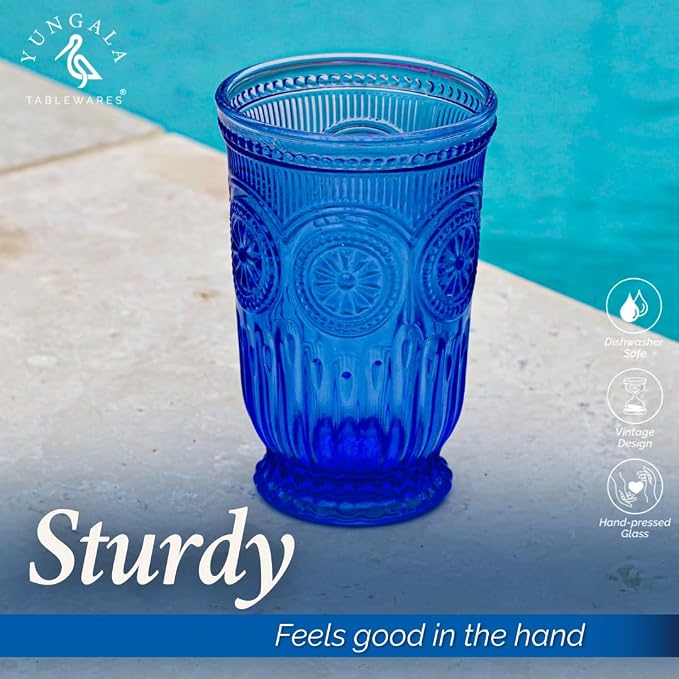 Cobalt Blue Highball Glasses set of 6 tall drinking glasses for tablesetting with cobalt blue glassware dishwasher friendly made without lead