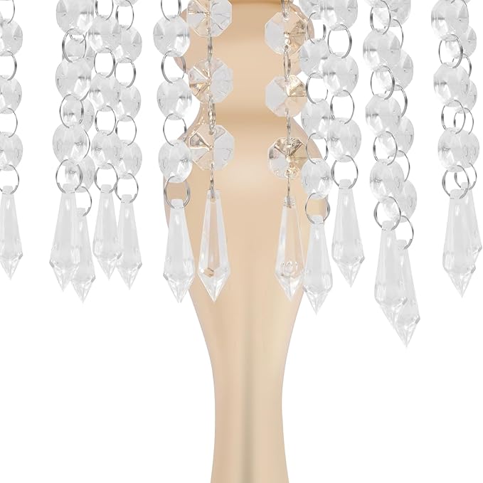 10 Pcs Glam Crystal Flower Stands, Wedding Reception Decorations with Sparkling Crystal Beads Table Center Display Flower Arrangement Flower Stand Metal Vase for Event Decor (Gold, Height:13.77in)