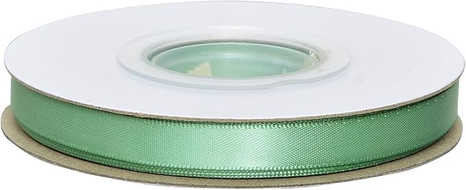YAMA Sage Green Double Faced Satin Ribbon, 3/8 Inch 25 Yards, Light Green Ribbon for Gift Wrapping Crafts Hair Bows Wedding Party Decoration