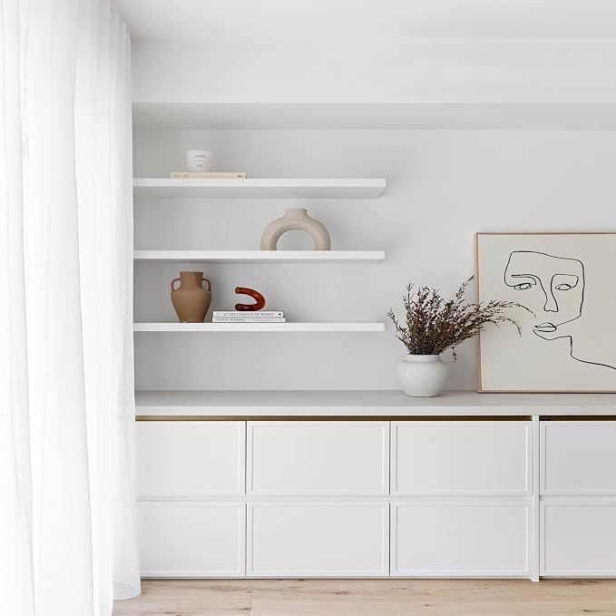 QEEIG Floating Shelves for Wall 47.2" Extra Long - Wall Mounted Shelf Bathroom Kitchen Living Room Bedroom Farmhouse Home Decor Display Bookshelf Large 47.2 x 9.3 inch Set of 2, White (008-120W)
