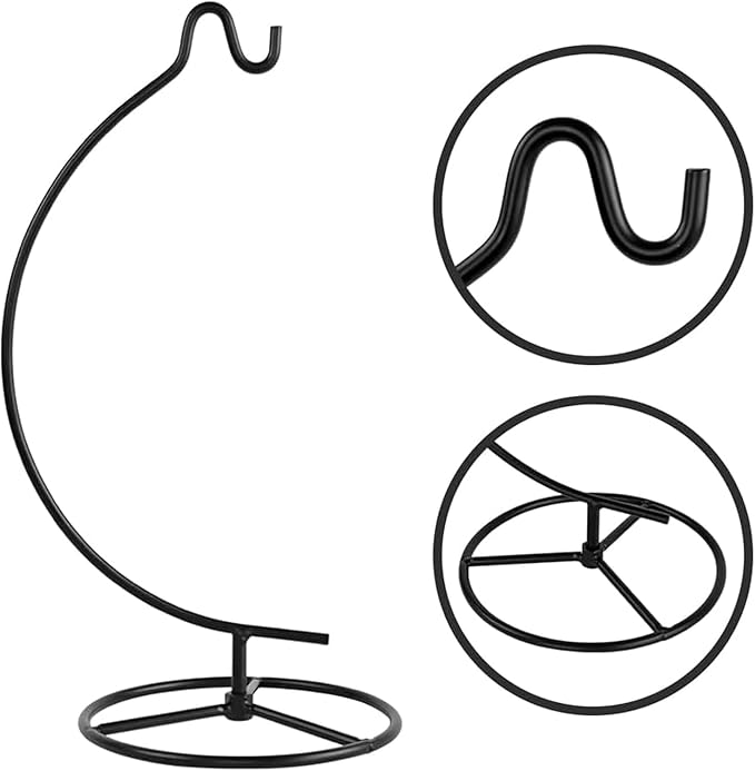 Ornament Display Stand Holder Iron Hanger Air Plant Stand Flower Pot Holder Iron Stand for Hanging Glass Globe Ball ,Christmas Wedding Ornament, Home Office Decor (Mini-Moon)