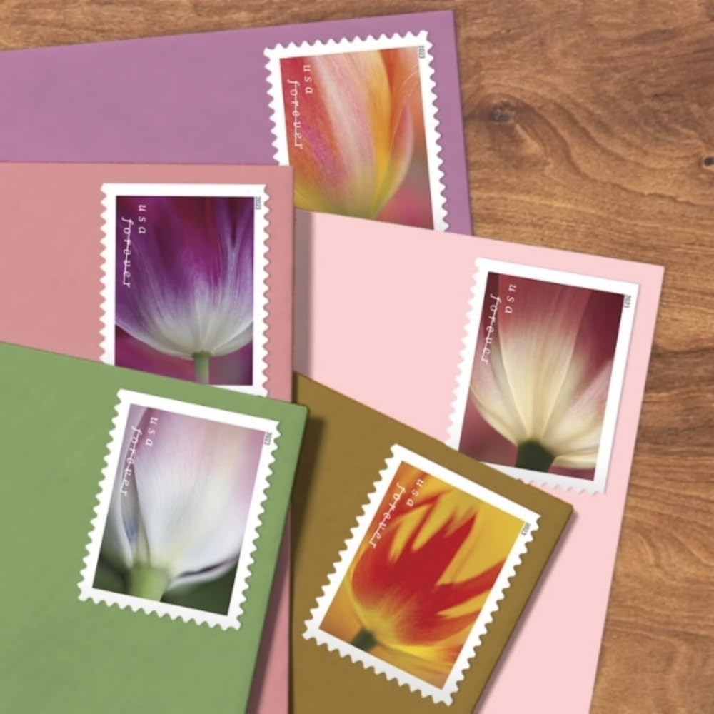 Tulip Blossoms Forever Postage Stamps - Book of 20 Self-Stick Stamps for USPS First Class Mail