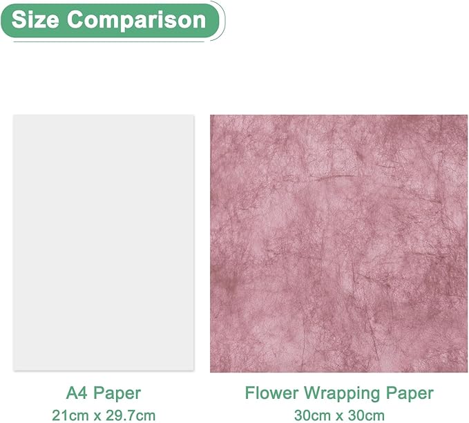 M METERXITY 152-Sheet Korean Cotton Wrapping Flower Paper, 11.8 Inch/ 30cm Waterproof Floral Wrapping Cotton Paper for Bouquets/Gift Packaging [Dark Pink]