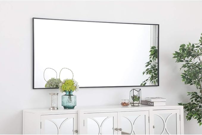Elegant Decor Eternity 60" x 30" Contemporary Metal Frame Mirror in Black