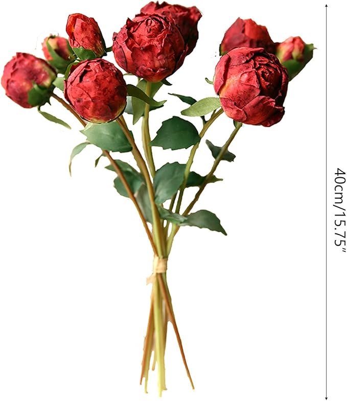 Silk Flower Artificial Peony Flowers Bouquet Centerpieces for Tables Vase Wedding Decorations Flower Arrangement Props Artificial Peony Flowers with Stems