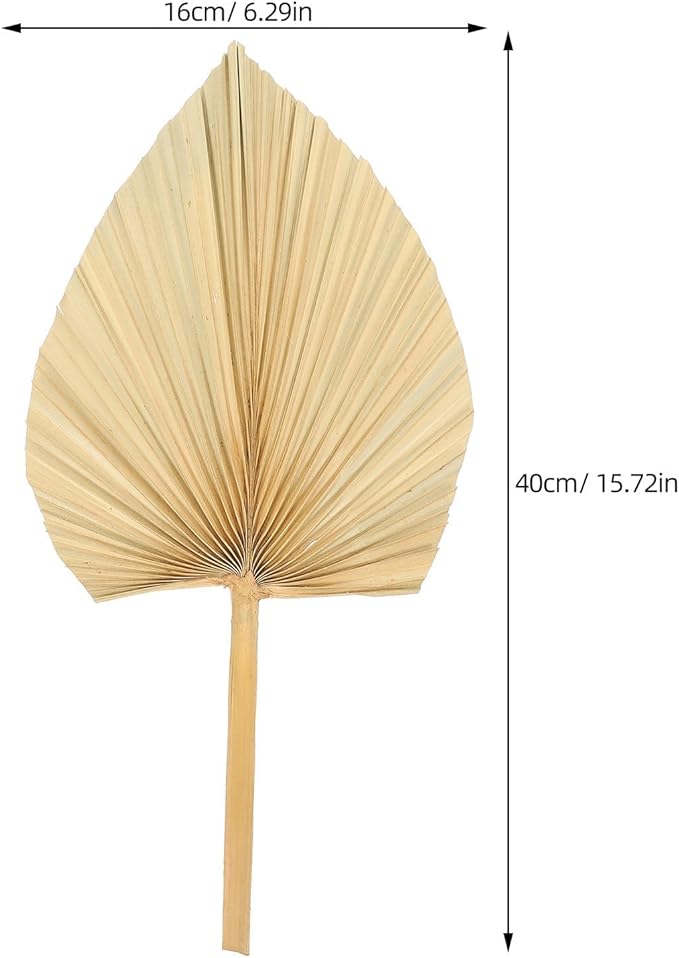 Unomor 3pcs Natural Dried Palm Leaf Decoration for Wedding Layout and Cocktail Party Adornments Premium Handmade Palm Fans for DIY Flower Arrangement Boho Wall Art and Window Display