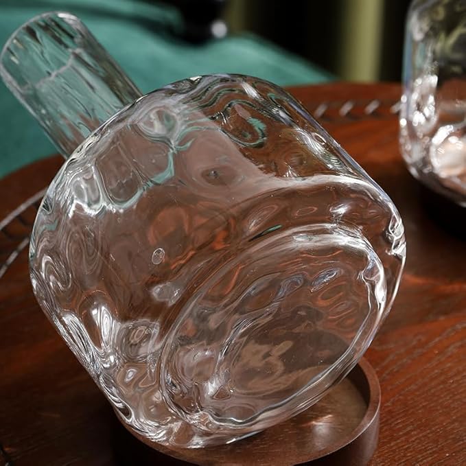 Decorative Glass Vase with Wooden Base, Modern Design for Fresh Flowers, Home and Office Decor