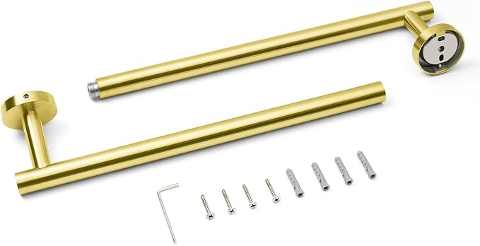 HITSLAM Gold 24 Inch Towel Bar for Bathroom, SUS304 Stainless Steel Bathroom Towel Rack Wall Mounted, Modern Home Decor Bath Towel Holder with Hardware Accessories (Total Length 25.7 Inch)