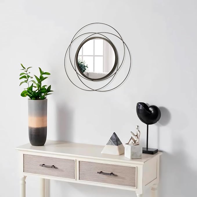 Circle Mirror Wall Decorative Metal Wall Mirror, Art Small Round Wall Home Mirror, Decor Living Room Bedroom Bathroom Entryway 12"