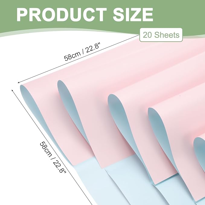 PATIKIL Flower Gift Wrapping Paper, 20 Sheets Double Sided Waterproof Bouquet Paper Wrap Florist Packaging Floral Papers for Wedding DIY Craft Valentine Mother's Day, Pink