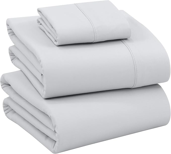 RUVANTI 100% Cotton Twin XL Sheet Sets, 3 Pieces, Soft & Breathable Percale Weave Bedding, Deep Pocket 16", Hotel Standard, Crisp Cool Feel, Durable, Perfect Size Dyed Sheets, Quiet Gray