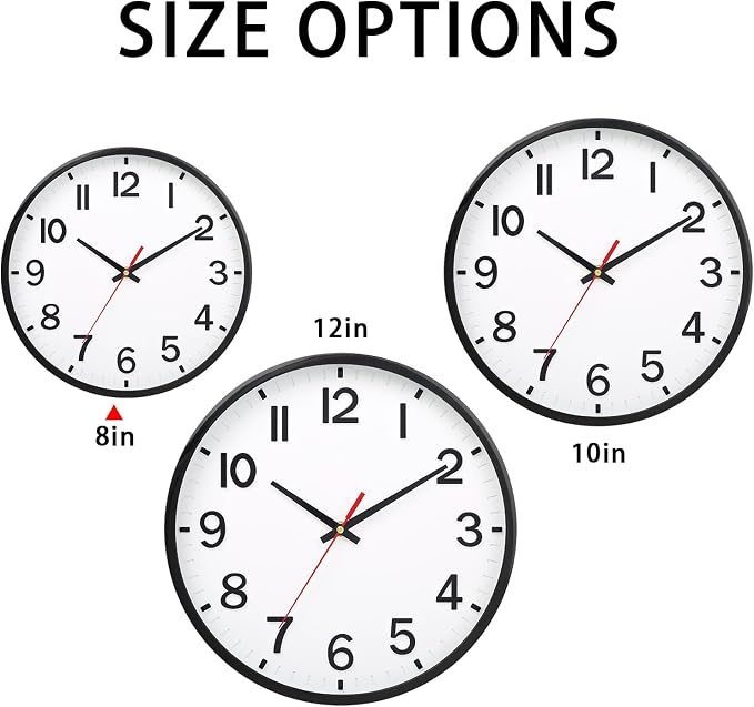 Wall Clocks Battery Operated 8 inch Modern Wall Clock,Silent Non Ticking Wall Clock for Living Room Bedroom Kitchen Office Classroom Decor (White and Black)