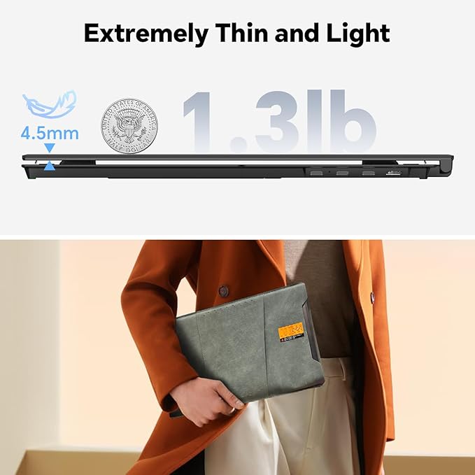 POTTMACEE 14.2" Laptop Screen Extender, 0.17" Ultra-Thin FHD 1080P IPS Portable Monitor for Laptop, Dual Screen Travel Monitor Extender, Plug-Play for Windows/Mac/Chrome, Fit 13”-17.3” Laptops