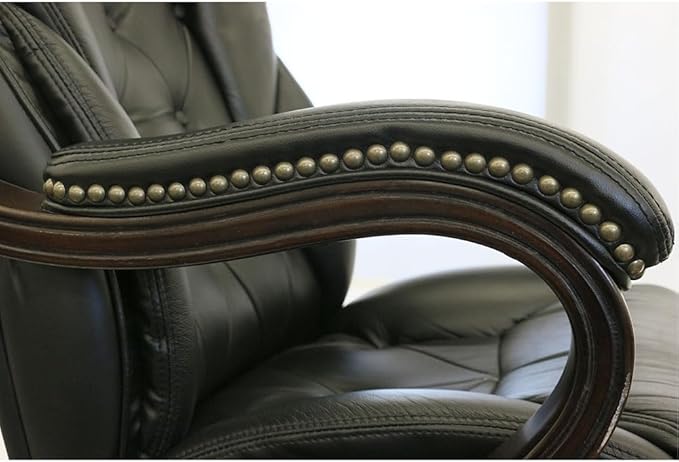 NBF Kingston Standard Executive Office Chair Desk Chair - Ergonomic Chairs with Adjustable Gas Lift and Tilt - Modern Office Chair with Dual Wheel Casters - Faux Leather Chair (Black, Mahogany)