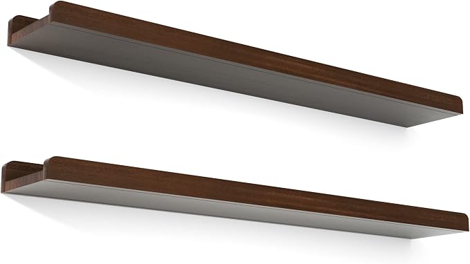 Love-KANKEI 36 Inch Long Floating Shelves Wall Mounted Set of 2, Large Wood Wall Shelves for Storage, Rustic Hanging Shelves for Display,Bedroom Living Room Bathroom Kitchen Office Dark Walnut
