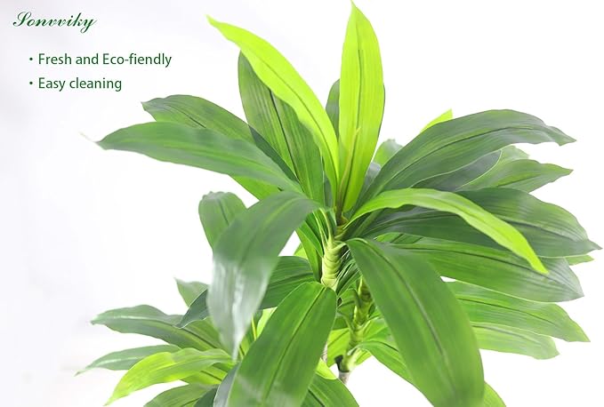 Artificial Plants Indoor-4ft Artificial Dracaena Plant – Fake Tree Realistic Fake Indoor Plant with Zero Maintenance for Home and Office Decor Sonvviky
