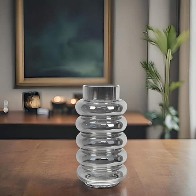 Young's Inc Handblown Mercury Glass Tabletop Vase Smoke Gray