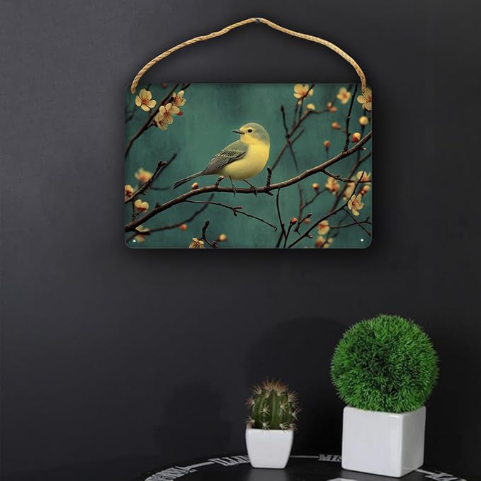 Retro Bird Wooden Art, Vintage Nature-Inspired 12x8 Inch Wall Decors, Perfect for Nature Fans & Nostalgic Home Aesthetics