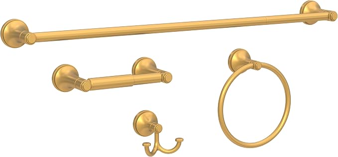 Franklin Brass Woodruff (1-Pack) Towel Hooks Satin Gold Double Bathroom J Hooks Wall Mounted for Robes & Towels Hand Towel Hook Holder Kitchen, Bathroom Accessories WDRF35-SG