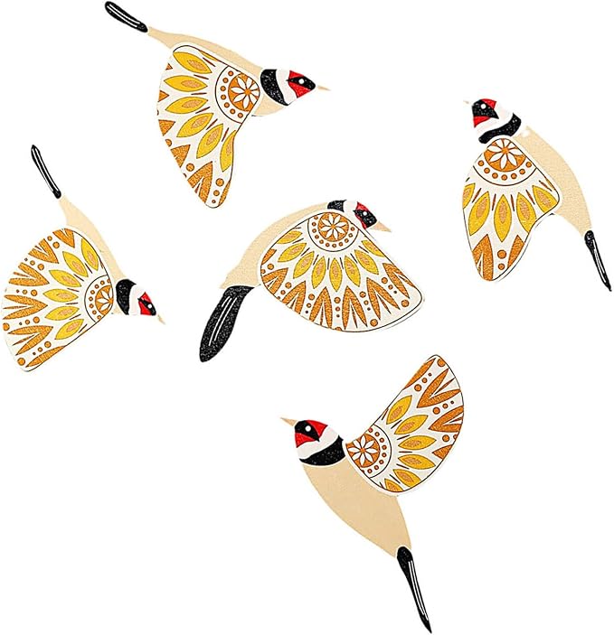 jiingekk Scandinavian Farmhouses Wooden Bird Wall Decorations 5Pcs Handcrafted Set For Home Decors Bird Enthusiast Giving