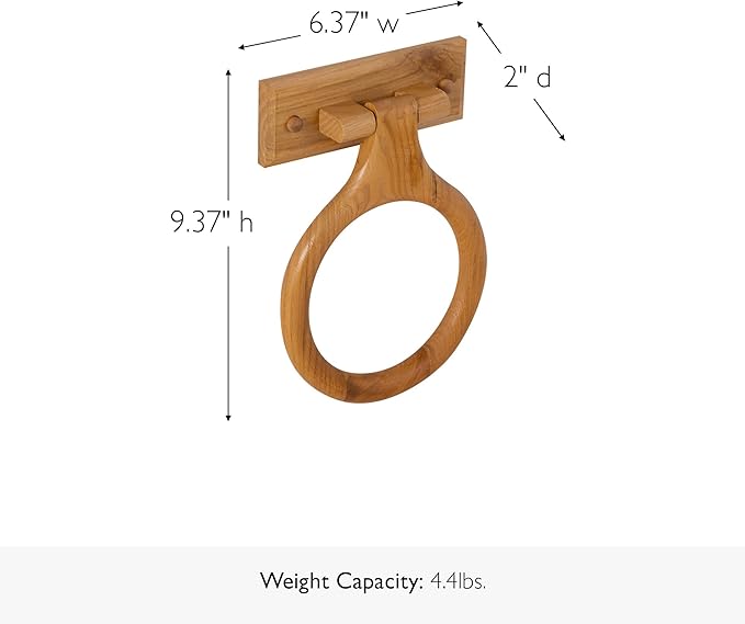 Dalton 4-Piece Bathroom Accessory Set, Honey Oak, Includes Towel Bar, Towel Ring, Toilet Paper Holder, and Robe Hook – Design House, 561258