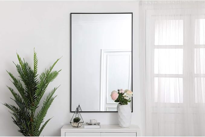 Elegant Decor Eternity 48" x 30" Contemporary Metal Frame Mirror in Black