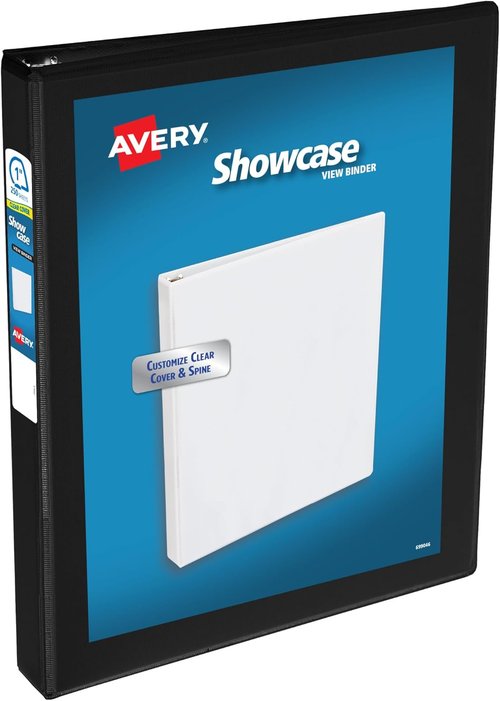 Avery 3 Ring Binder - Standard View, 1" Slant Rings, 250-Sheet Capacity, Black | Ideal for Lightweight Organization