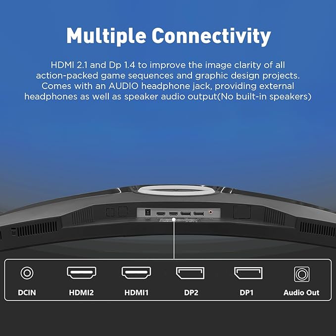 ZZA 49 Inch Curved Monitor, 32:9 Dual QHD 5120x1440 Ultrawide Curved Monitor, 120Hz with 1500R Curvature, 120% sRGB, Height Adjustable Stand, HDMI 2.1 & DisplayPort 1.4