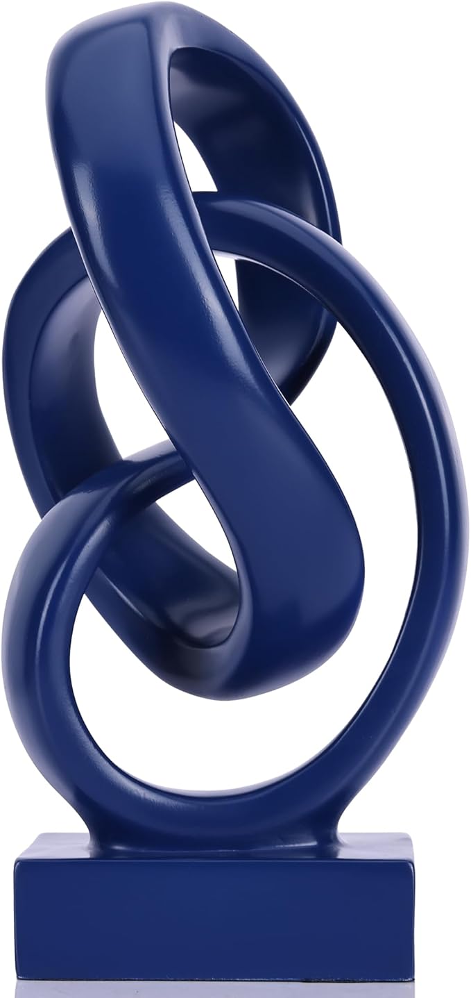 WUBIANJIE Modern Abstract Knot Sculpture, Artistic Mobius Inspired Resin Decor, Elegant Home and Office Decor, (Blue)