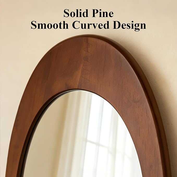 Ferytange Asymmetrical Wood Frame Wall Mirror, 34" H x 24" W Modern Irregular Decorative Mirror, Unique Wall Art for Living Room Bedroom Entryway, Mid Century Modern Home Decor