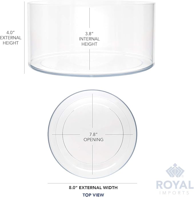 Royal Imports Flower Vase Acrylic Cylinder - Decorative Centerpiece for Home or Wedding - Non Breakable Plastic, 8"X4" Short Round - Clear
