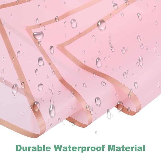 M METERXITY 20 Sheets Flower Wrapping Paper Bouquet, 23 Inch Pastel Pink Gold Edge BOPP Waterproof Floral Wrapping Paper Flower Packaging DIY for Wedding/Party/Birthday/Gift Bouquet Wrap Paper
