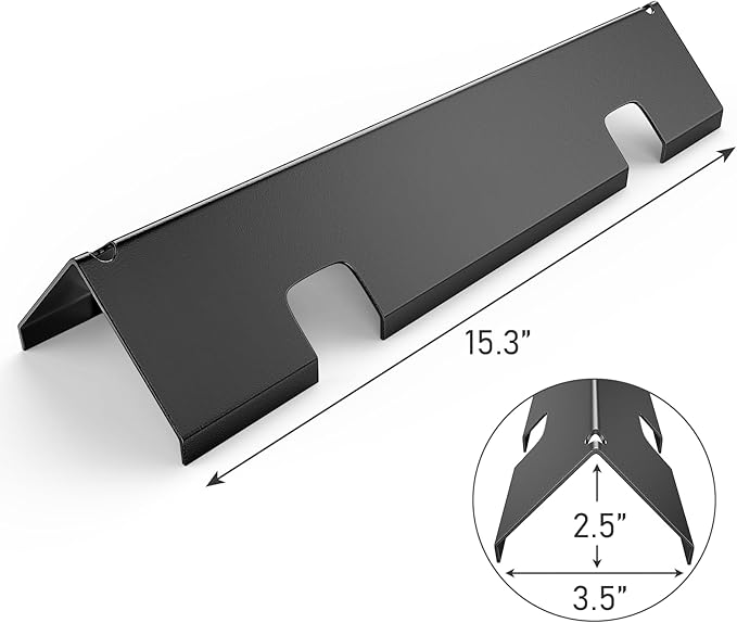 Uniflasy for Weber Spirit 2 Grill Parts, 15.3" Flavorizer Bars for Weber GS4 I & II 200 Series, Spirit II E210 S210 E215 E220 S220 with Front Mounted Control Grill, 16GA All-Black Enamel Heat Plates