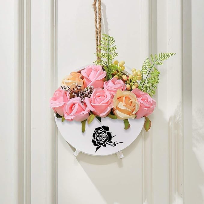 Veryhome Artificial Flowers Silk Roses Fake Bridal Wedding Bouquet for Home Garden Party Floral Decor 10 Pcs (Pink Straight stem)