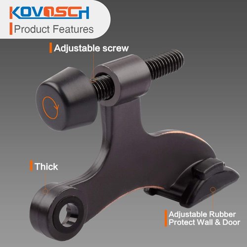 10 Pack Hinge Pin Door Stopper - Adjustable Heavy-Duty Oil Rubbed Bronze with Black Rubber Bumper Tips