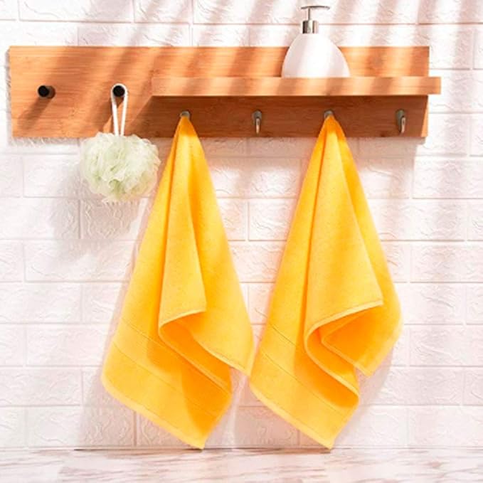 RUIBOLU Hand Towels for Bathroom - Cotton Ultra Soft Highly Absorbent Hand Towel 2 Set, Size 13x 29 Home Bathroom Hand Towels for Bath, Hand, Face, Gym Towel (Yellow)