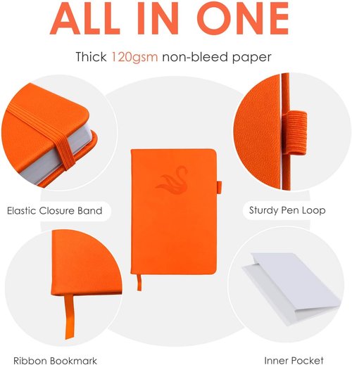 Elegant Password Book - Hardcover Organizer with Alphabetical Tabs & Back Pocket | 5.2" x 7.6" (Orange)