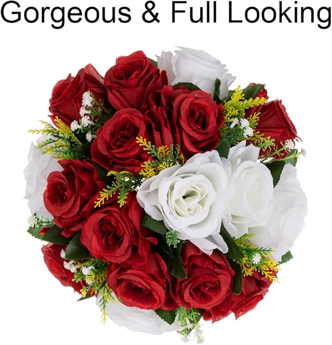 Flower Centerpieces for Wedding Tables: Wedding Table Decorations Crimson&White Flower Balls Centerpieces for Engagement Cerebration Party Center Pieces 2 Packs