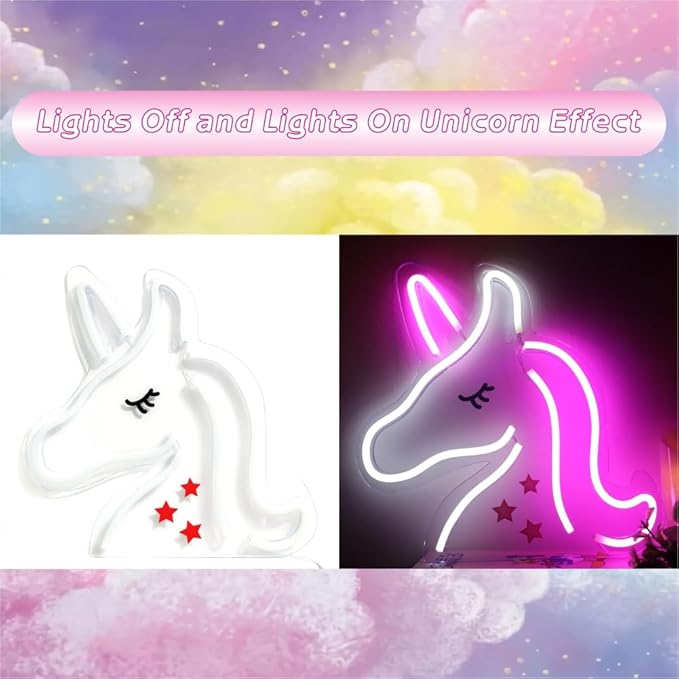 Unicorn Neon Light, LED Neon Sign Night Light, Cute Unicorn Light Sign for Girls Room, Birthday Christmas Gift, Wedding, Party Wall Decor