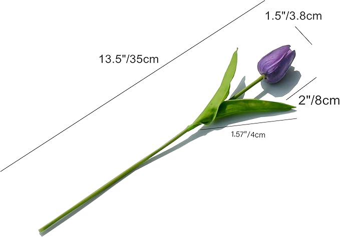 Mandy's Artificial Tulips 20 Stems Purple PU Faux Flowers for Thanksgiving and Christmas Decorations Wedding Home Decor 13.5 Inch