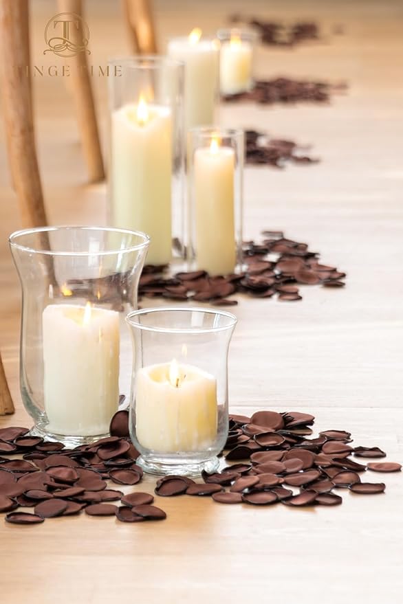 TINGE TIME 200pcs Rose Petals and Fake Roses Artificial Flowers for Wedding Decor, Bridal Shower, Party Decoration - Silk Flower Petals Bulk Pack (Chocolate Brown)