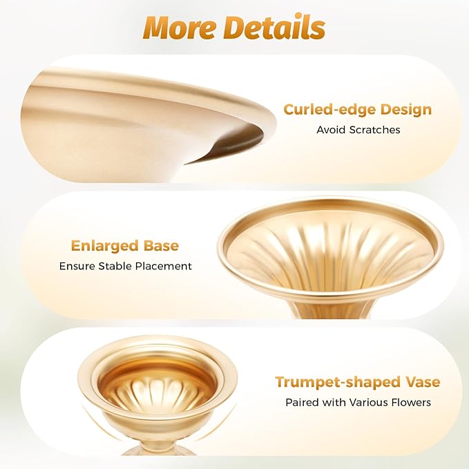 Gold Vases for Centerpieces & Table Centerpiece Decor, 10 Pcs Mini Metal Floral Vase Set with 4.72 Inch Height, Wedding Birthday Party Anniversary DecoRodentive Centerpiece Arrangements